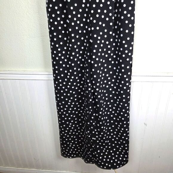 Women's Calvin Klein Black and White Polka Dot Maxi Jumpsuit Ruffled Sleeve 08 - Picture 5 of 13